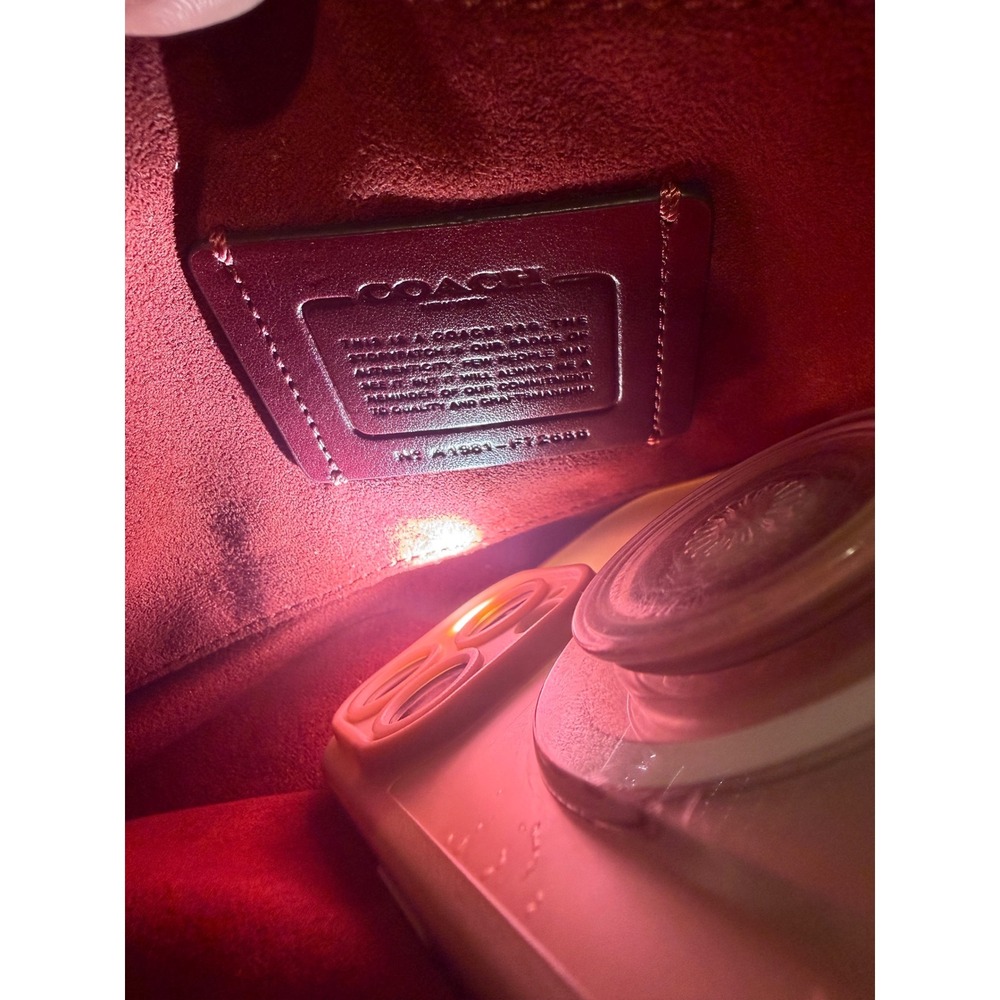Coach CassidyF72686 Colorblock Leather Crossbody Shoulder Bag Pink/Burgundy Blac - Picture 7 of 9